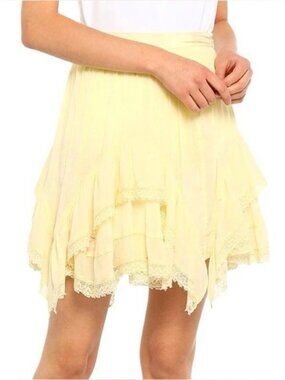 Ulla Johnson Pale Yellow Tiered Mini Skirt